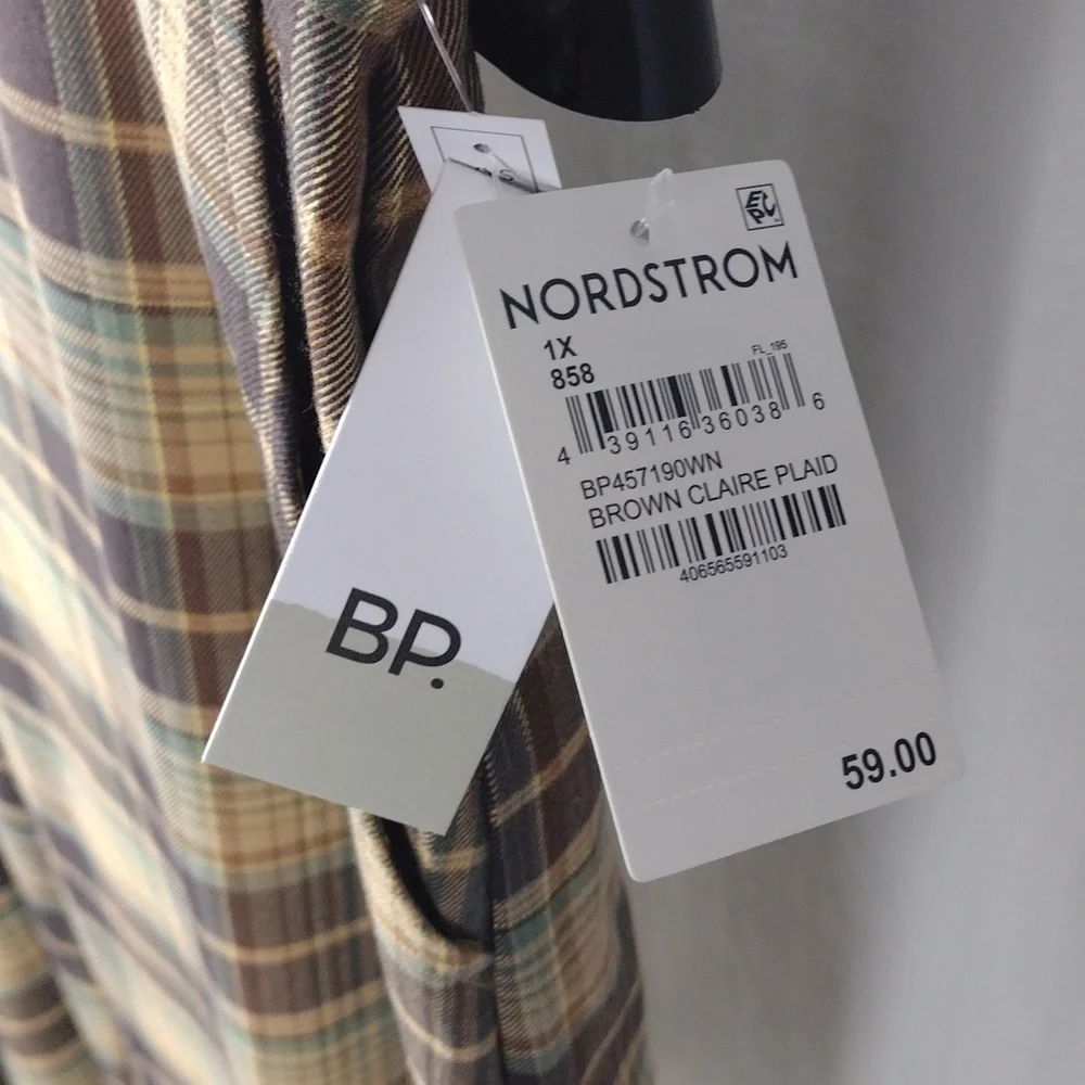 BP Everyday Plaid High Rise Pants In Brown Claire Plaid Size 1X = 18  (16W) NWT - Picture 7 of 12